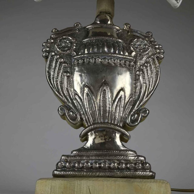 1970s Silver-Plated Copper Lamps with Fan, 1970s, Set of 2 For Sale - Image 5 of 10