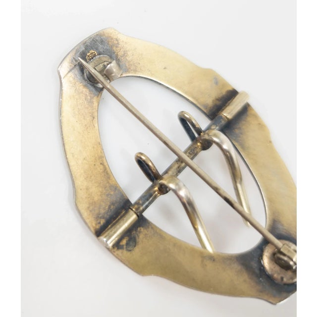 Pink Early 20th Century Pink Guilloche Enamel and Gilt Sterling Silver Belt Buckle Pin For Sale - Image 8 of 8