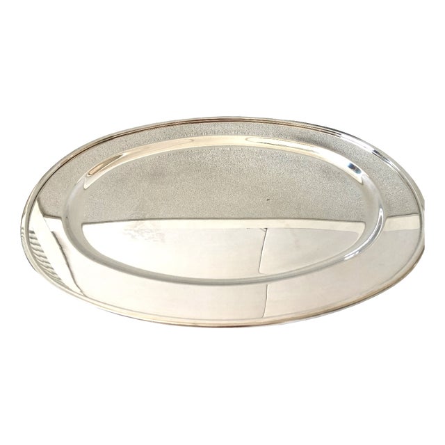 Large Stainless Steel Platter Silver from Bouillet & Bourdelle, 1940 For Sale