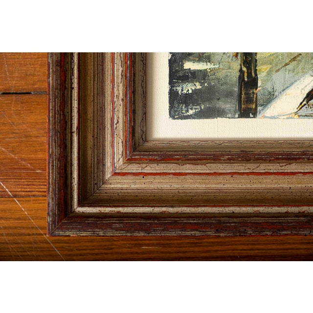 Gray 1978 Signed Mile Paris Street Scene Original Oil Painting, Framed For Sale - Image 8 of 12