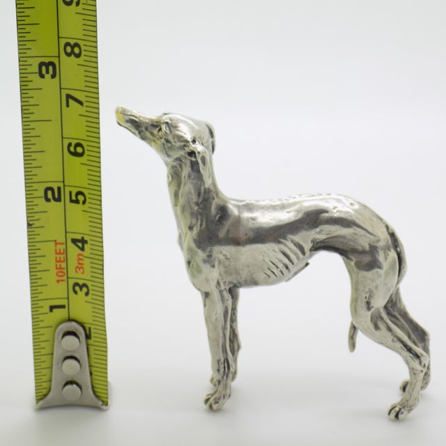 Vintage Italian Handmade Genuine Silver Large Greyhound Dog Figurine Sculpture, Made in Tuscany (Arezzo, Italy)) For Sale - Image 12 of 13