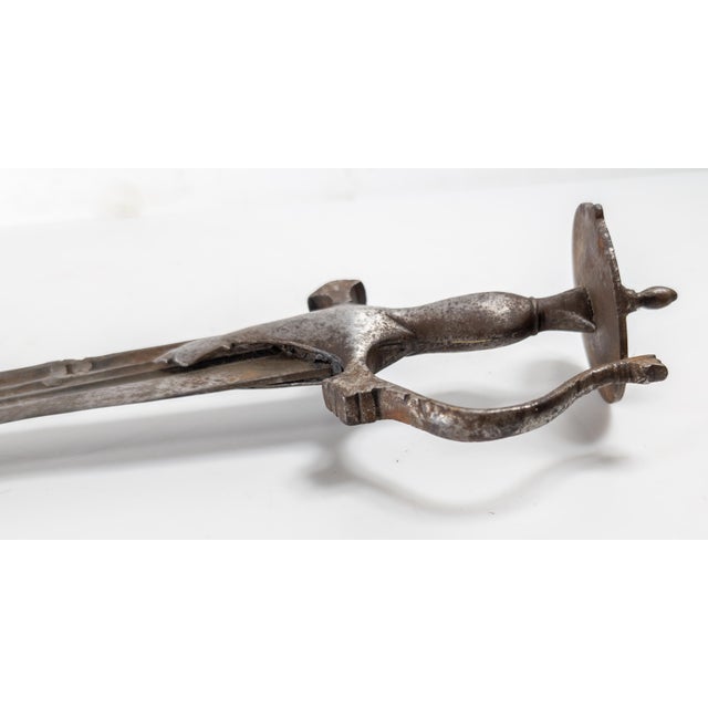 Mid 19th Century 19th Century Indian Steel Tulwar Sword With Wootz Type Blade For Sale - Image 5 of 16