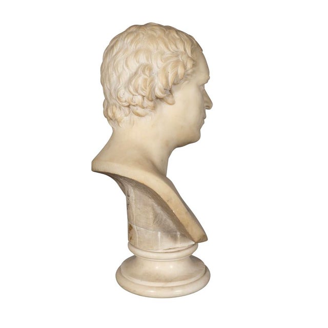 Italian Italian Carrara Marble Bust of a Gentleman For Sale - Image 3 of 8