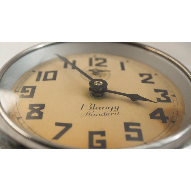 Metal 1932 Vintage Blangy French Wind-Up Alarm Clock For Sale - Image 7 of 8