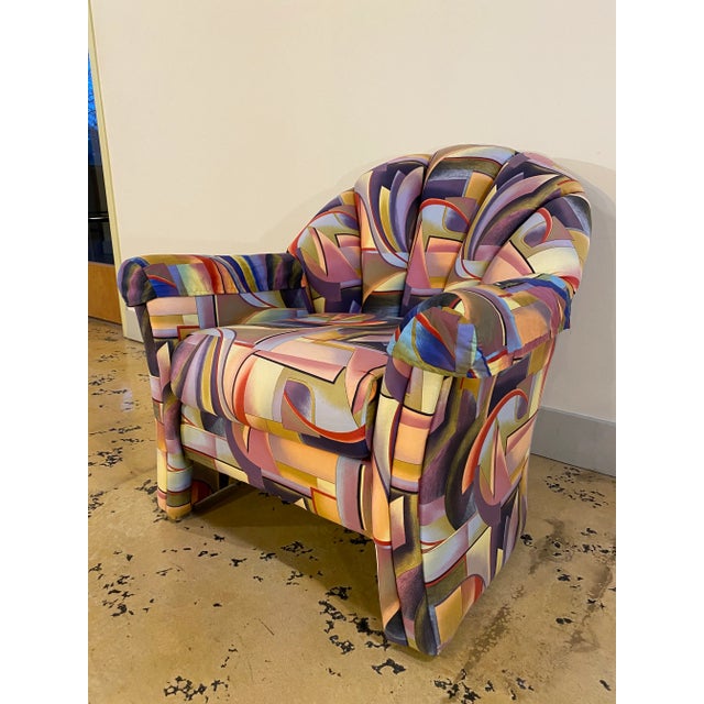 椅子 vintage 90's Postmodern Chair 1990s Postmodern Multi Composed Clam Shell Barrel Chair