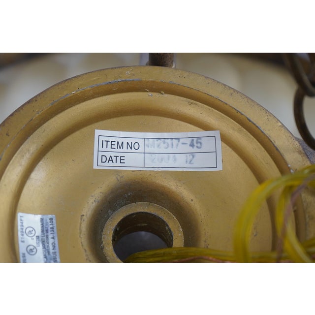 Italian Style Metal Chandelier W. Frosted Shade For Sale - Image 11 of 11