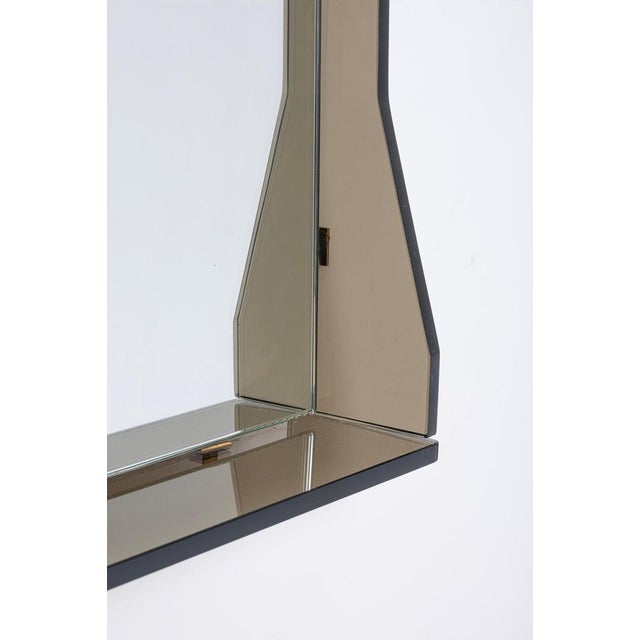 Mirror with Grey-Green Glass Frame in the style of Fontana Arte, 1960s For Sale - Image 9 of 10