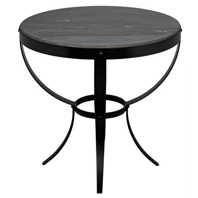 Noir NOIR Byron Side Table in Black Metal with Marble For Sale - Image 4 of 7
