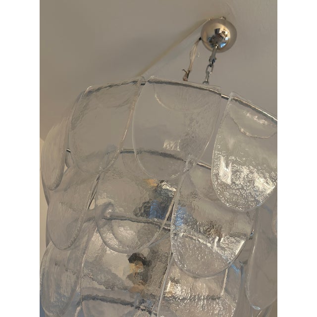 Contemporary Modern Clear "Petals" Murano Style Glass Chandelier For Sale - Image 9 of 12