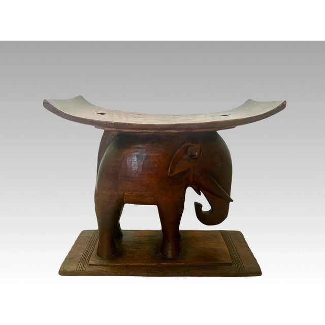 African Ashanti Royal Elephant Hard Wood Stool (Asante Esona Dwa) For Sale - Image 4 of 11