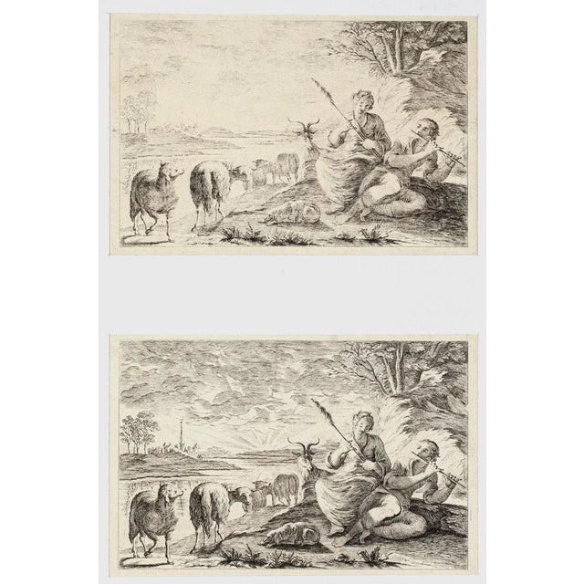Shepherds - Set of 2Original Etchings - 1760 ca. 1760 ca. For Sale - Image 3 of 3