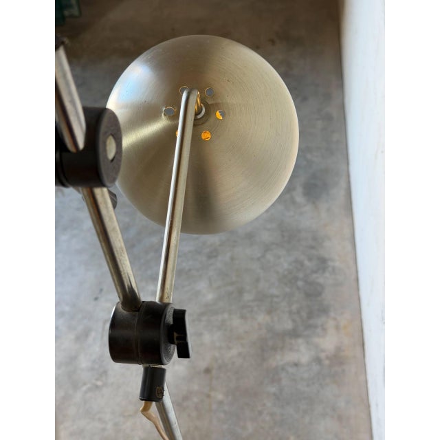 1970s Mid-Century Modern Brushed Steel Dual Globe Floor Lamp For Sale - Image 10 of 12