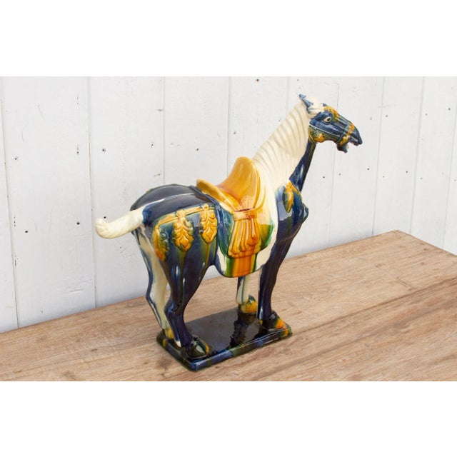 1960s Royal Blue Chinese Sancai Horse For Sale - Image 5 of 8