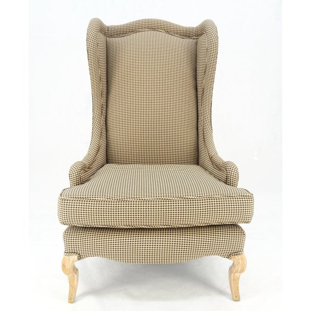 Heritage-Henredon Tall Back French Provincial Cabriole Legs White Wash Finish Legs Wing ArmChair For Sale - Image 4 of 8