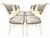 Set of six circa-1930s dining chairs featuring gracefully curved wood frames with a painted cream and gold finish,...