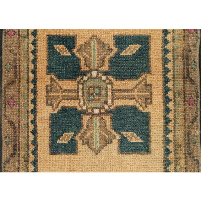 Turkish Mini Rug Oriental Hand Knotted Vintage Rug 1'6" x 3' #21247 For Sale - Image 4 of 8