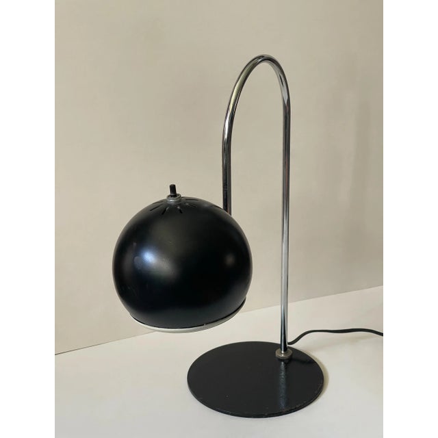 Vintage Black & Chrome Orb Table Lamp For Sale - Image 10 of 12