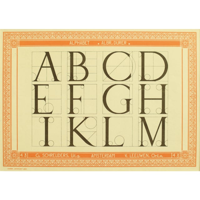 1907 Dutch Letterpress Sheet, Matted (Abcd Efgh Iklm) For Sale