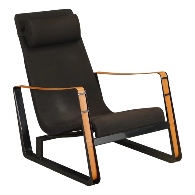'Cité' Leather and Steel Lounge Chair by Jean Prouvé for Vitra, Signed For Sale