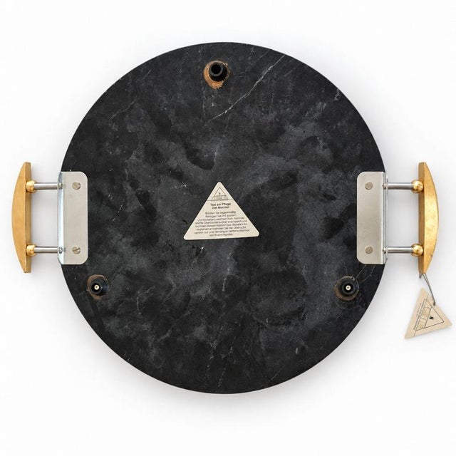 Round Tray in Black Marquina Marble and Brass by La Galleria, 1990s For Sale - Image 4 of 9