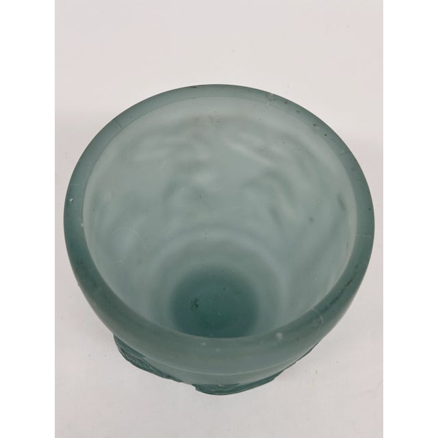 Early 20th Century Antique Georges De Feure Signed Glass Vase - Aquamarine Frosted Color For Sale - Image 5 of 11
