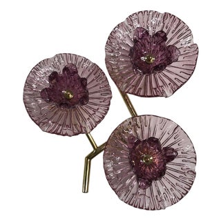 Mid-Century Murano Art Glass and Brass Wall Light, 2000s For Sale