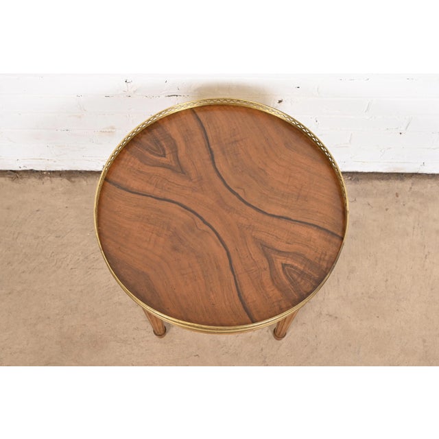 Wood Baker Furniture French Regency Louis XVI Burled Walnut Tea Table For Sale - Image 7 of 12