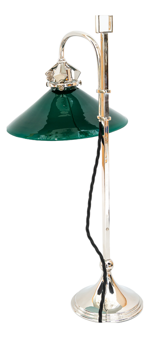 Art Deco Nickel-Plated Table Lamp with Original Green Opaline Glass Shade, 1920s