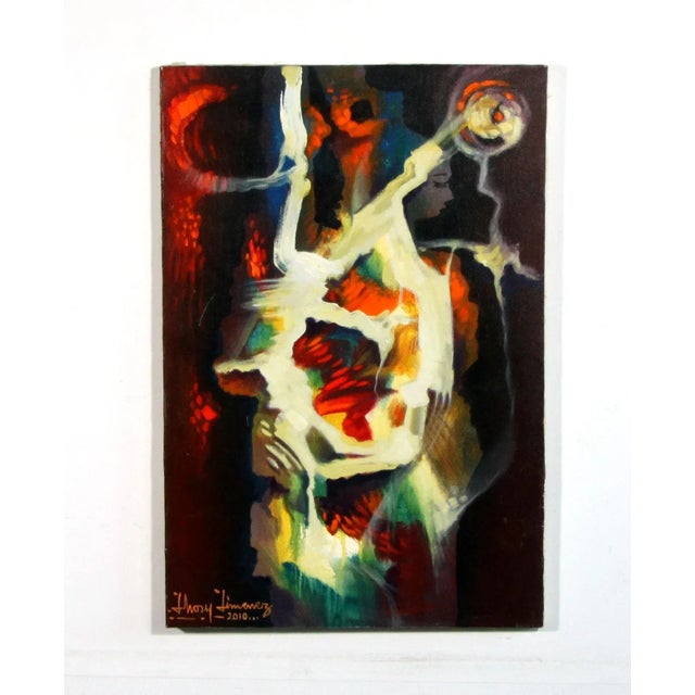 Stunning c.2010 acrylic on canvas painting by well listed Dominican artist, Jhosy Jimenez, titled Prismatica! Great...