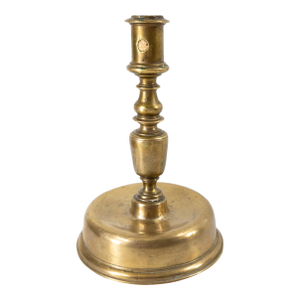 17th Century Spanish Baroque Dome Top Brass Bronze Candlestick