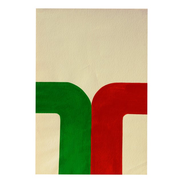 Ernst Geitlinger, Red-Green, Nov. 1970, Pencil and Acrylic For Sale