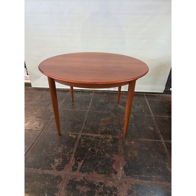 Auburn Mid-Century Danish Teak Round Too Oval Dining Table Two Giant Leaves 85 Open Legs Spreader For Sale - Image 8 of 10