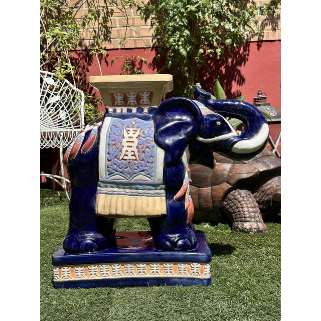 Glazed Terracotta Elephant Stool or Planter, 1960s For Sale - Image 16 of 17