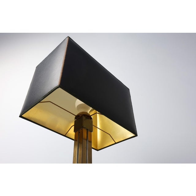 1970s Brass Table Lamp with Black Rectangular Shade from Deknudt, Belgium, 1970s For Sale - Image 5 of 12