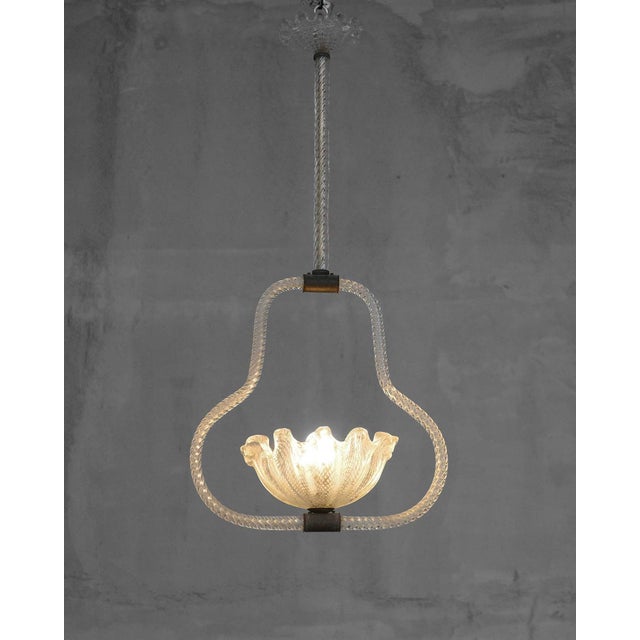 1930s Art Deco Murano Glass Pendant attributed to Ercole Barovier, Italy, 1930s For Sale - Image 5 of 8