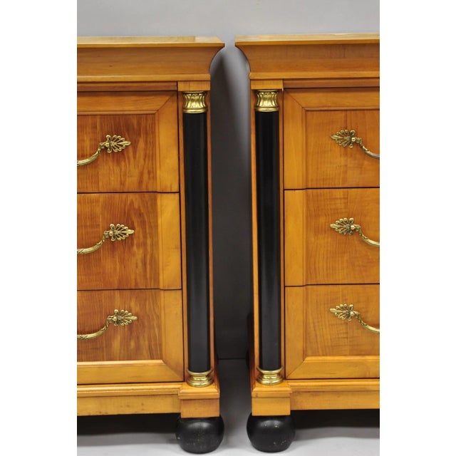 Thomasville Late 20th Century Thomasville Grand Classics Empire Biedermeier Maple Bachelor Chest Dresser, Pair For Sale - Image 4 of 18