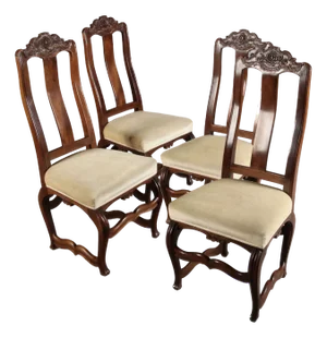 Vintage Baroque Chairs in Walnut, 1920, Set of 4