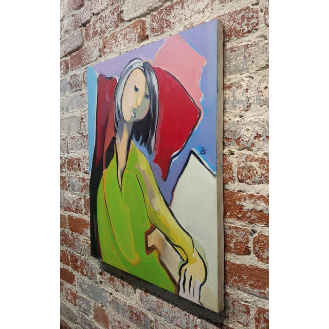 Fay Singer - Woman in Green Reading -Oil Painting For Sale In Los Angeles - Image 6 of 9