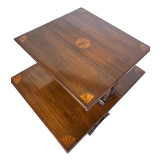 Sheraton Style 2 Tier Drop Leaf Side Table / Serving Table For Sale