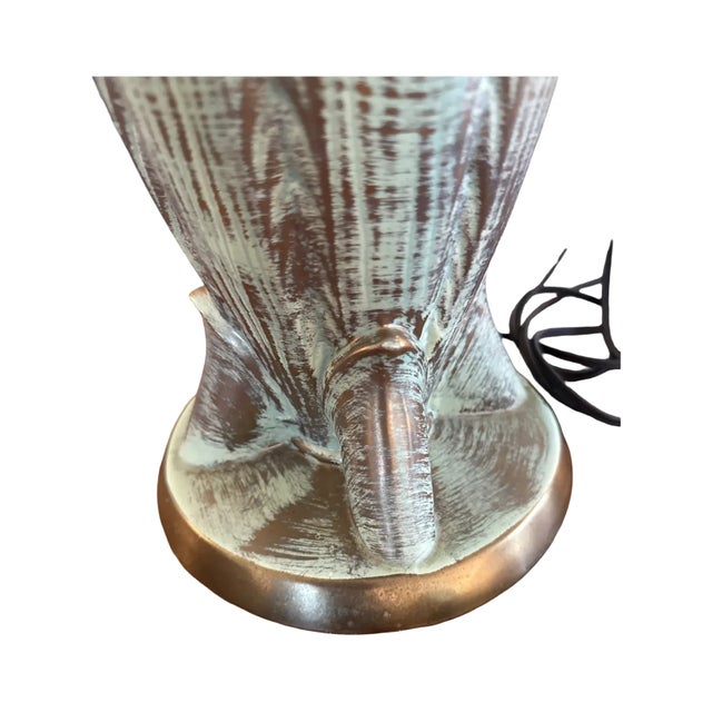 1950s Mid-Century Modern California Pottery Sputnik Lamp Aqua & Gold Splatter Glaze For Sale - Image 12 of 14
