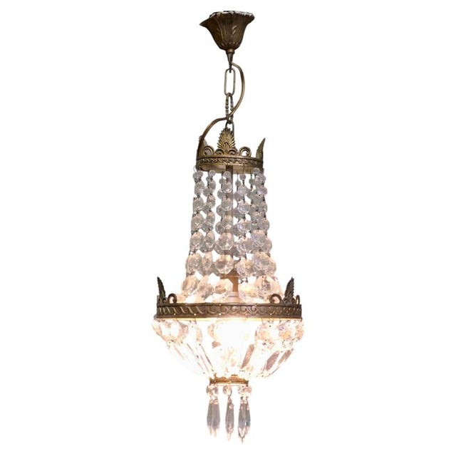 Glass French Empire Style Tent and Baked Chandelier, 1920 For Sale - Image 7 of 7