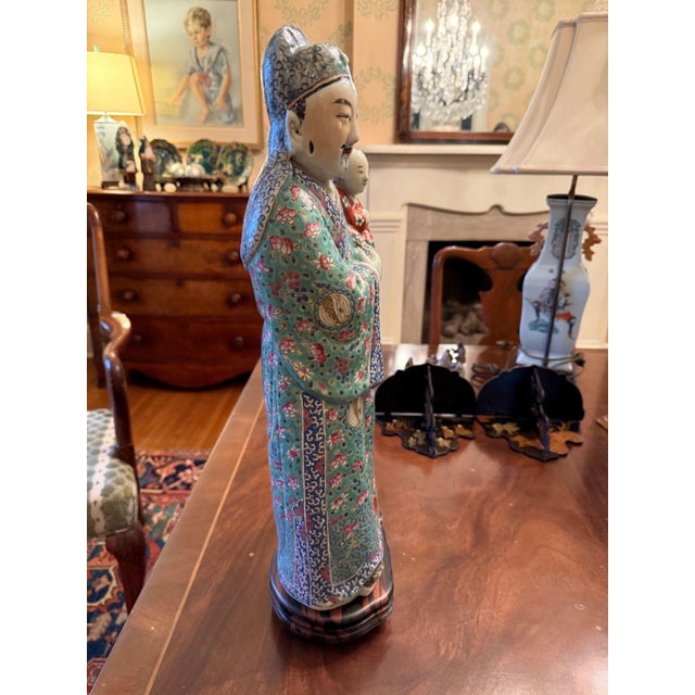 Pair of Antique Chinese Famille Rose Style Figurines For Sale - Image 4 of 8