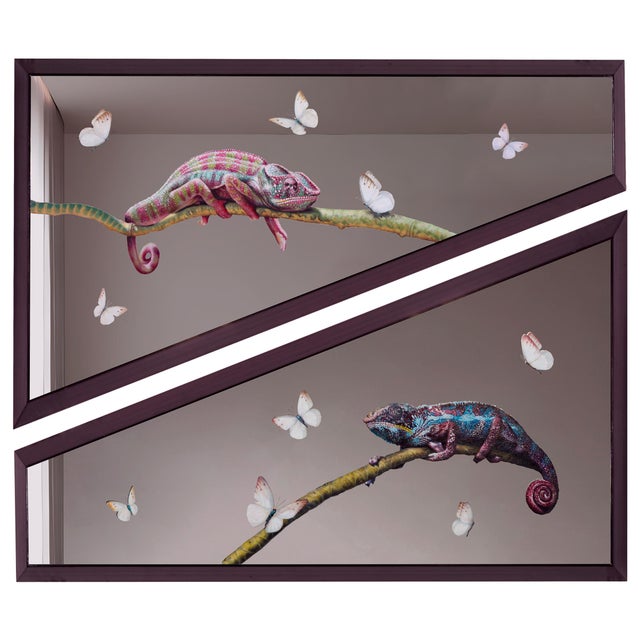 Glass Giuseppe Caiafa, Sfumature Sussurranti Figurative Painting, Oil on Mirror, 2024 For Sale - Image 7 of 7