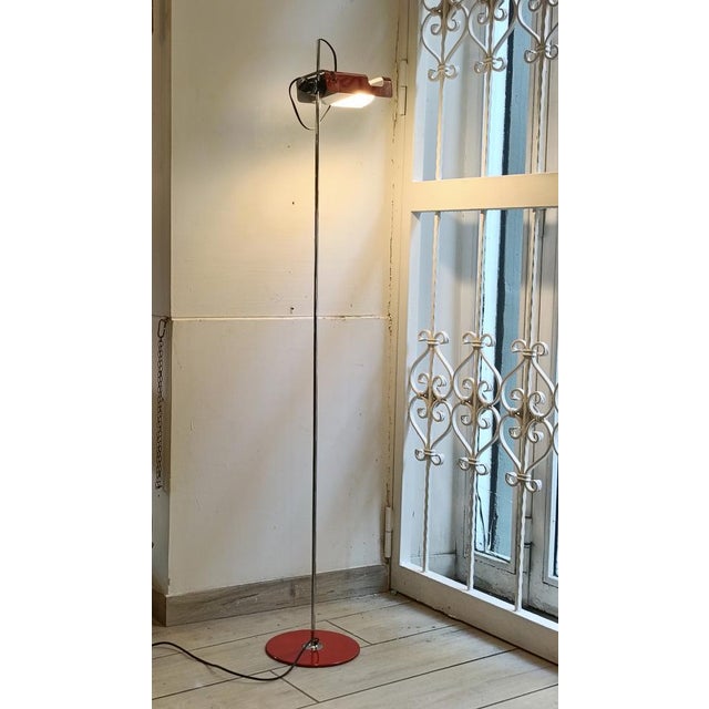Joe Colombo Vintage Spider Red Floor Lamp by Joe Colombo for Oluce, Italy, 1960s For Sale - Image 4 of 8