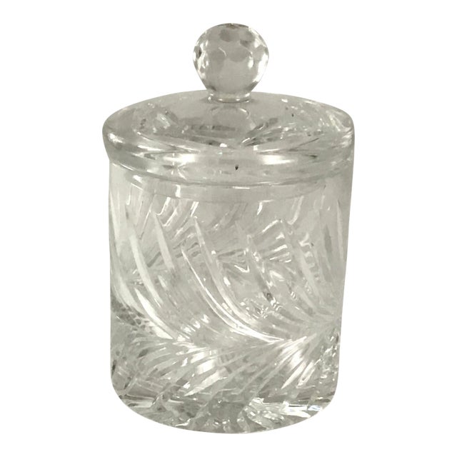 1980s Cut Glass Biscuit Jar For Sale