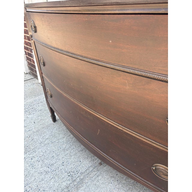 Early 20th Century Federal Revival Mahogany Bowfront Chest of Drawers For Sale - Image 9 of 12