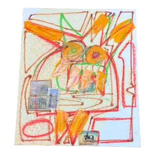 1980’s Original Wayne Cunningham Abstract Encaustic Painting / Drawing For Sale