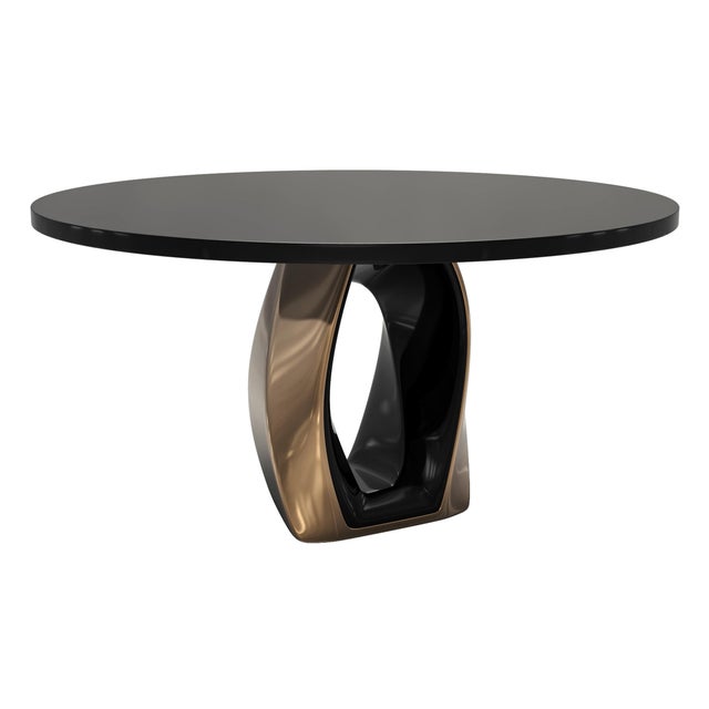 Metal "Giselle" Round Table With Bronze and Stainless Steel, Handcrafted For Sale - Image 7 of 9