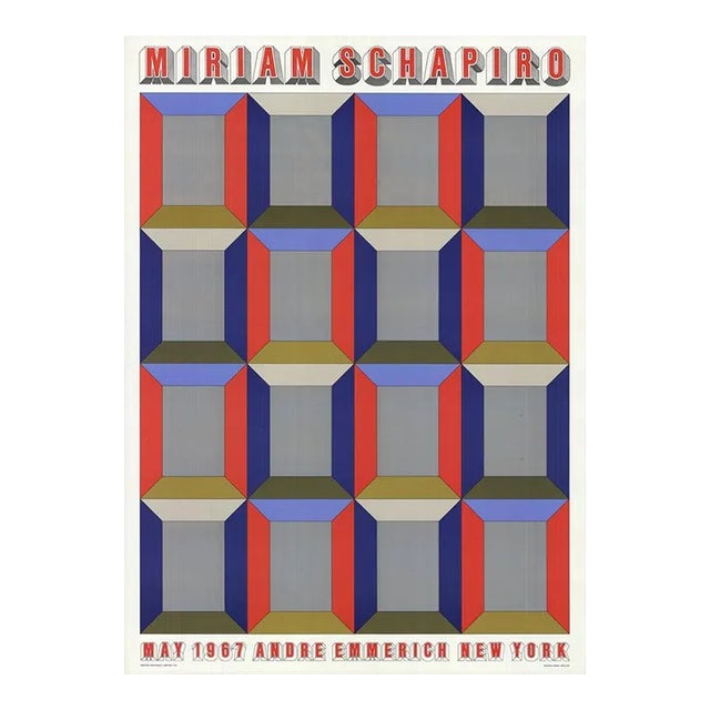1967 Miriam Schapiro 'Silver Windows' Pop Art Blue,Red,Silver Offset Lithograph For Sale