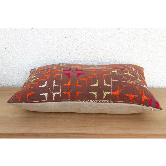 Indian Nabha Nomad, Antique Phulkari Lumbar Pillow Cover For Sale - Image 3 of 6